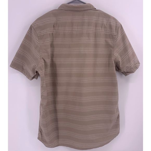 Men's Oakley Button up Striped Shirt Tan - Picture 2 of 4